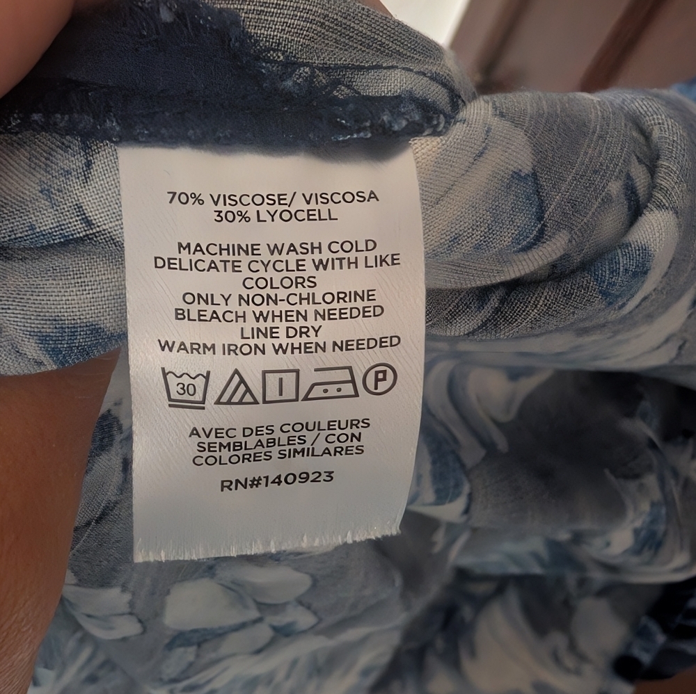 Loft Blue Hawaiian Vacation Print Short Sleeve Midi Dress Size Large Petite - Picture 7 of 7